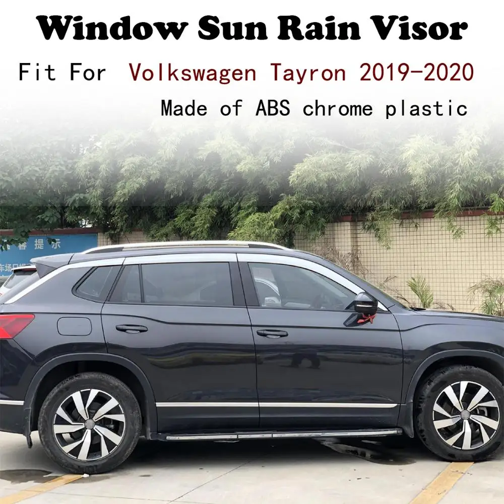 

ABS Chrome plastic Window Visor Vent Shades Sun Rain Guard car accessories For Volkswagen Tayron 2019-2020