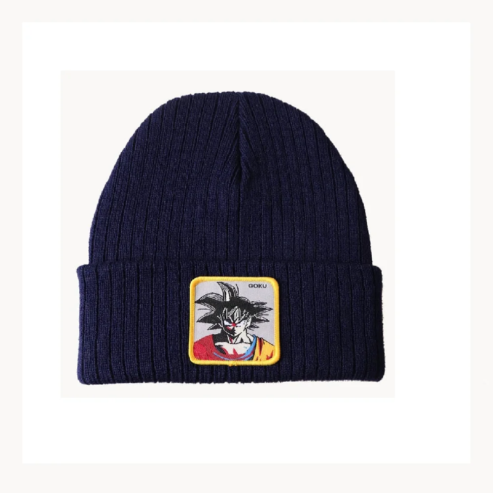 

Cartoon Wool Cap Hat Winter Head Hood Funny Japanese Animation Series Knitted Pompom Beanie Men's Bobble Hat Streetwear