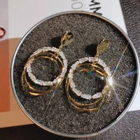 south koreas new french diamond inset ring earrings metal sense earrings web celebrity all match minority earrings women