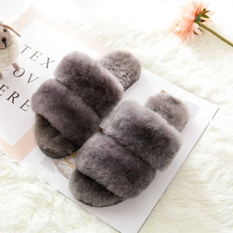 Шлепанцы женские домашние из натуральной овечьей кожи зимние меховые тапочки