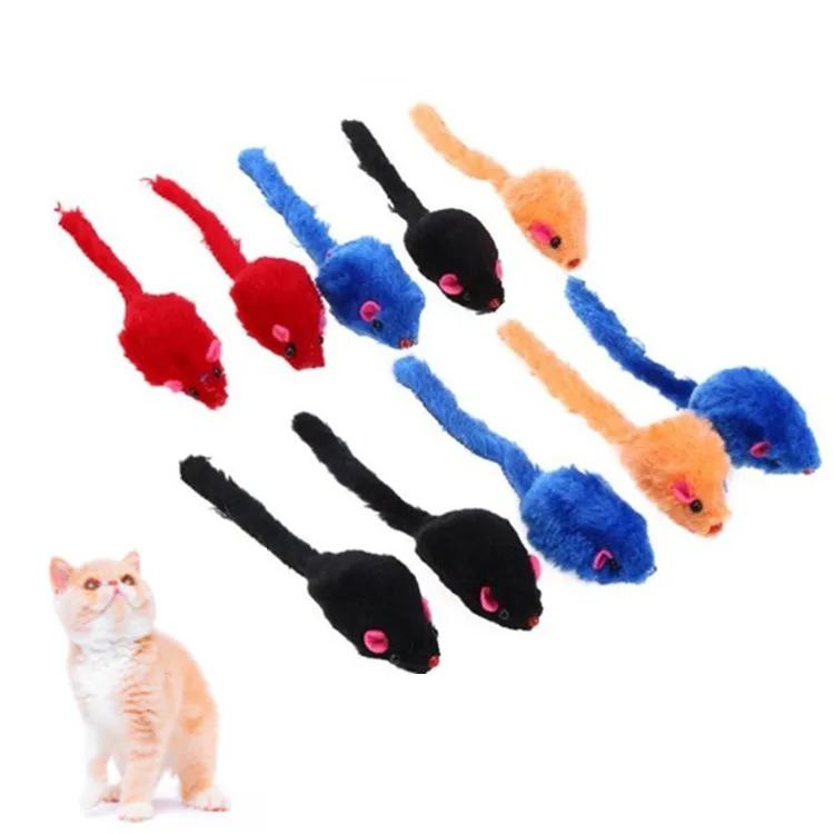

4 Pcs/Lot 2 Inch Plain Plush Mouse Cat Toy Rustle Color Tease Panchromatic