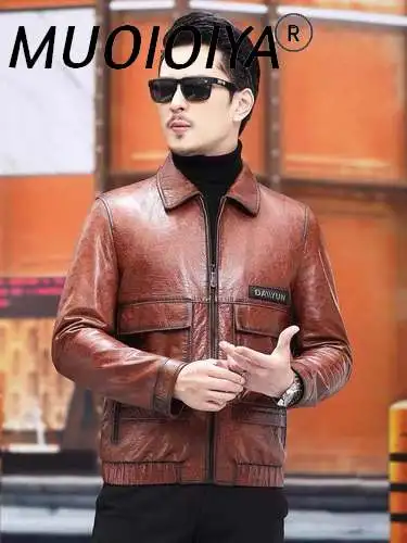 

MUOIOYIA Winter Men Coat Real Sheepskin Jacket Warm Silk Liner Wool Collar Coats Casaul Men's Clothing Chaquetas Hombre WPY4389