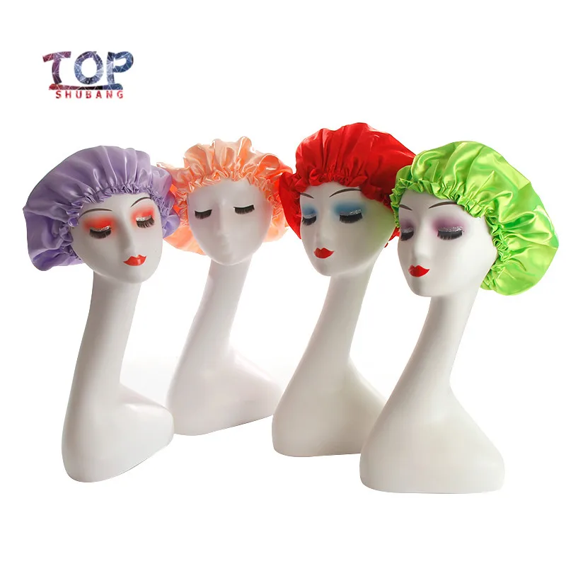 Customized 18Color Double Layer Sleep Bonnet For Virgin Hair Protect Satin Head Wraps Edge Scarfs Frontal Head Band With Logo