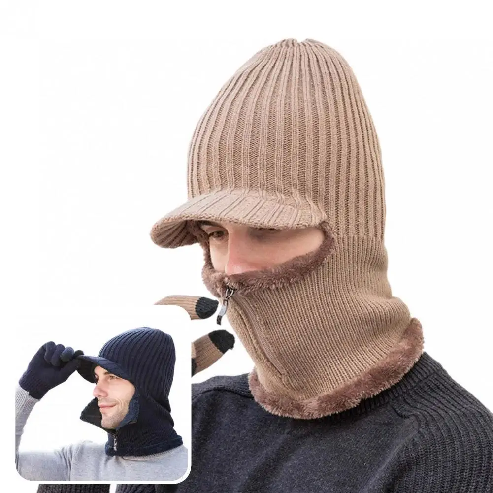 

1 Set Knitted Hat Gloves High Quality Warm Breathable for Cold Weather Knitted Beanies Cap Fleece Lining Hats