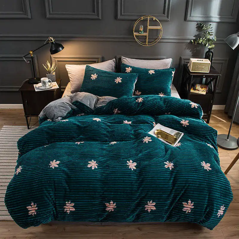 Luxury Bedding Sets Flannel Winter Thick Warm Comforter For Girls room Princess Duvet Cover Queen Size Bed Linen Wedding Set | Дом и сад