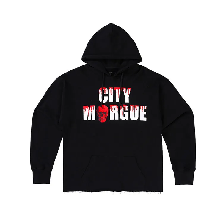 

New High 2021 Men Luxury classic City Morgue Skull Head Hoodies Hoody hooded Sweatshirts velvet Cotton Drake Thicken Fleece #R4