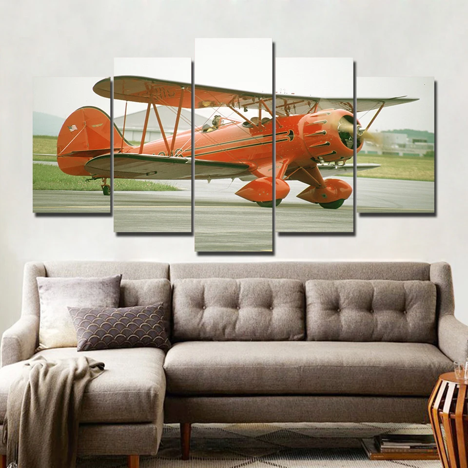 

Home Decor Canvas Print Painting 5 Pieces Vintage Aircraft Pictures Wall Art Modular Living Room Retro Airplane Jet Plane Poster
