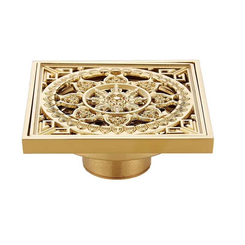 Полностью медный слив 10*10 см позолоченный Европейский дезодорант сердечник пола|