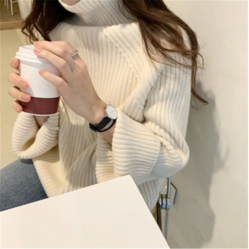 

Thicken Chic All-match Elegant Fashion Basic Sweaters for Ladies Simple Solid Loose Oversize Women Pullovers 2020 Winter Fashion