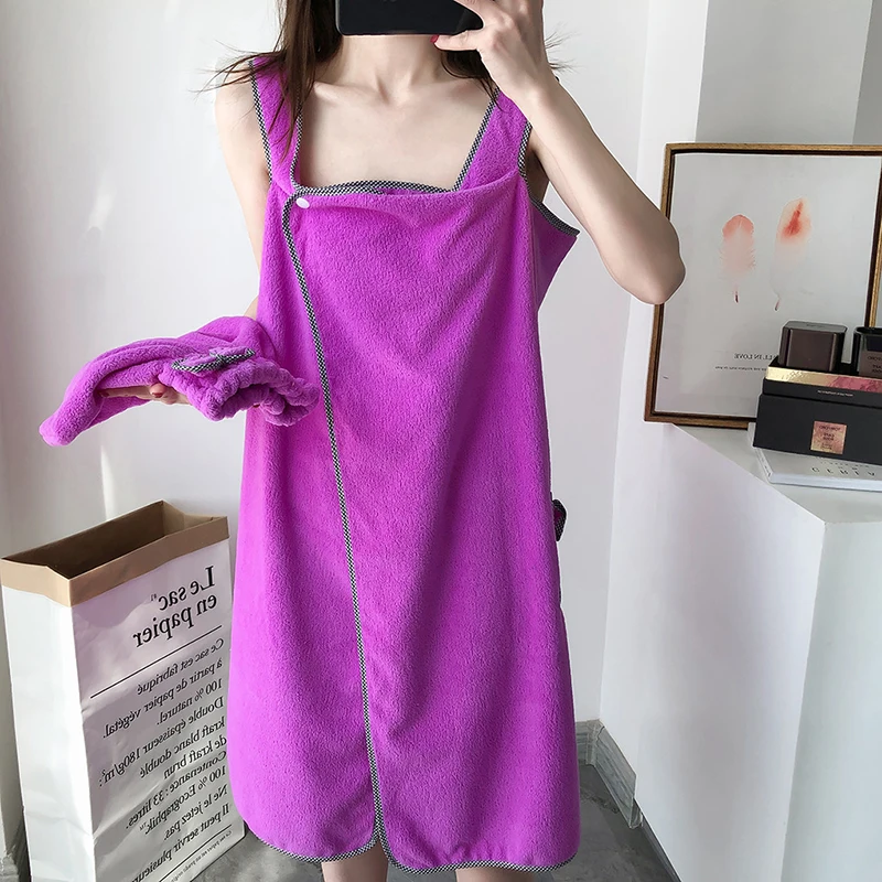 

Bath Towel Wearable Towels Superfine Fiber Solid Color Soft and Absorbent Cleaning Plain Towel Hotel Home Bathroom Gifts
