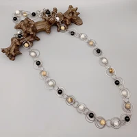 folisaunique 10 11mm white pearls black onyx beige jasper necklace for women gift trendy jewelry silver loop chain long necklace
