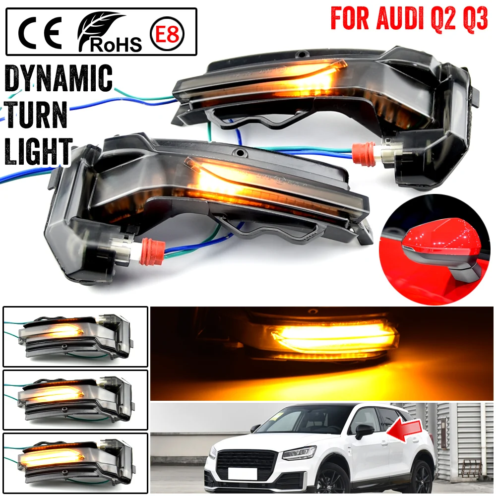 2 шт. светодиодный динамический поворотник для зеркала заднего вида AUDI Q2 2018 2019 2020