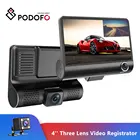 Автомобильный видеорегистратор Podofo, регистратор для авто с тремя камерами, 4 '', s объектив, два объектива с камерой заднего вида