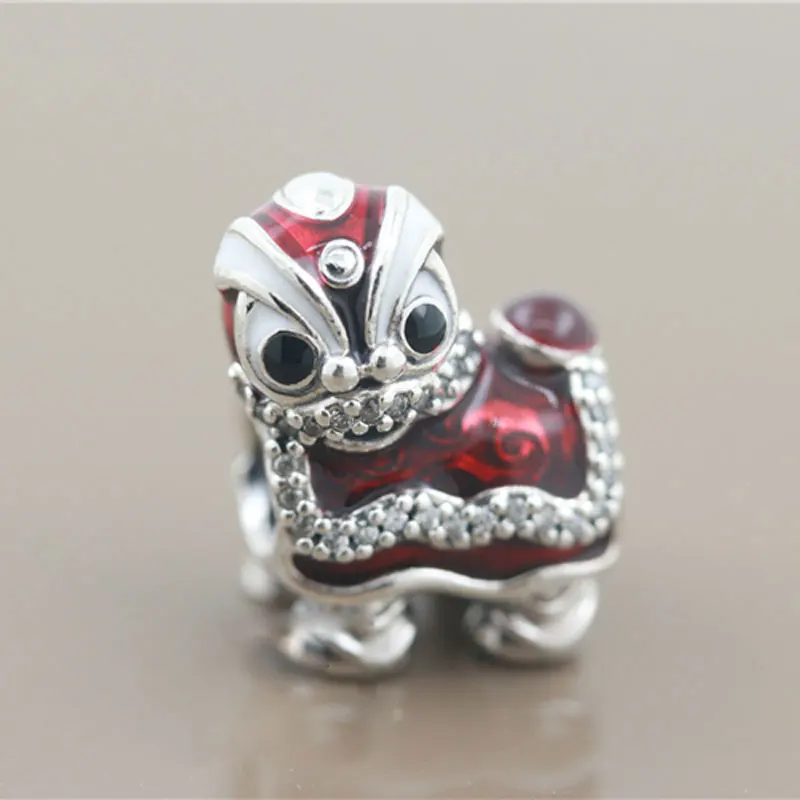 

925 Sterling Silver Chinese Lion New Year Charm Bead Fits All European Pandora Jewelry Bracelets Necklaces