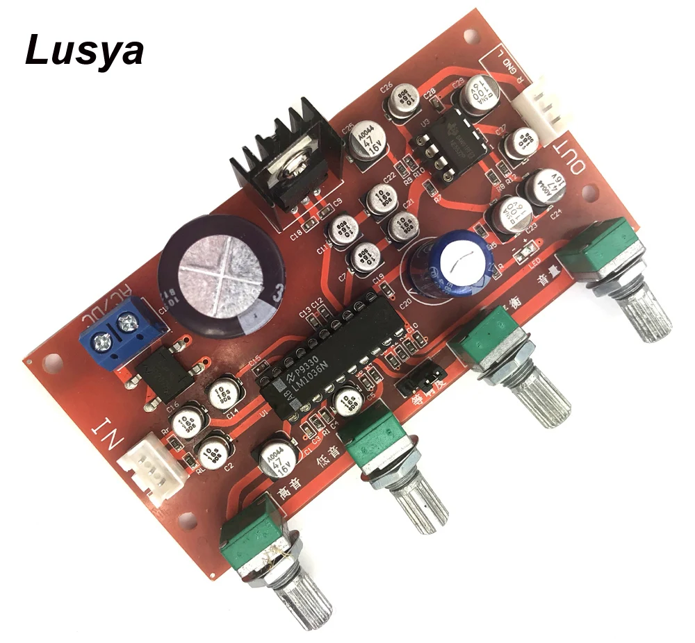 

Усилитель звука LM1036 + NE5532, плата предусилителя с регулировкой баланса высоких басов, громкости, управление одним источником