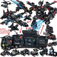 820pcs swat truck building blocks toys for boys birthday gifts transformed robot juguetes bloques bricks kids toys over 3 years