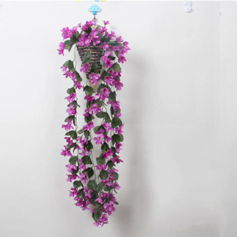 Four-petal bouquet Новое Фиолетовое искусственное цветочное украшение имитация настенная корзинка Цветок Орхидея, цветы из шелка длинная лоза - Цвет: Four-petal bouquet