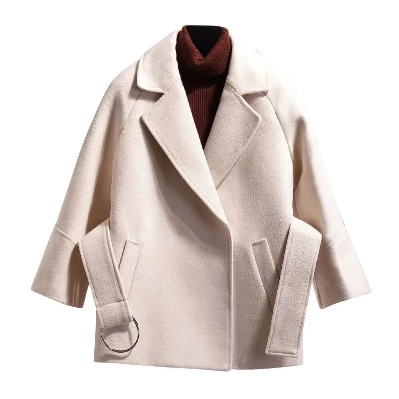 Женское однотонное винтажное зимнее пальто модель 2021 года с отложным воротником
