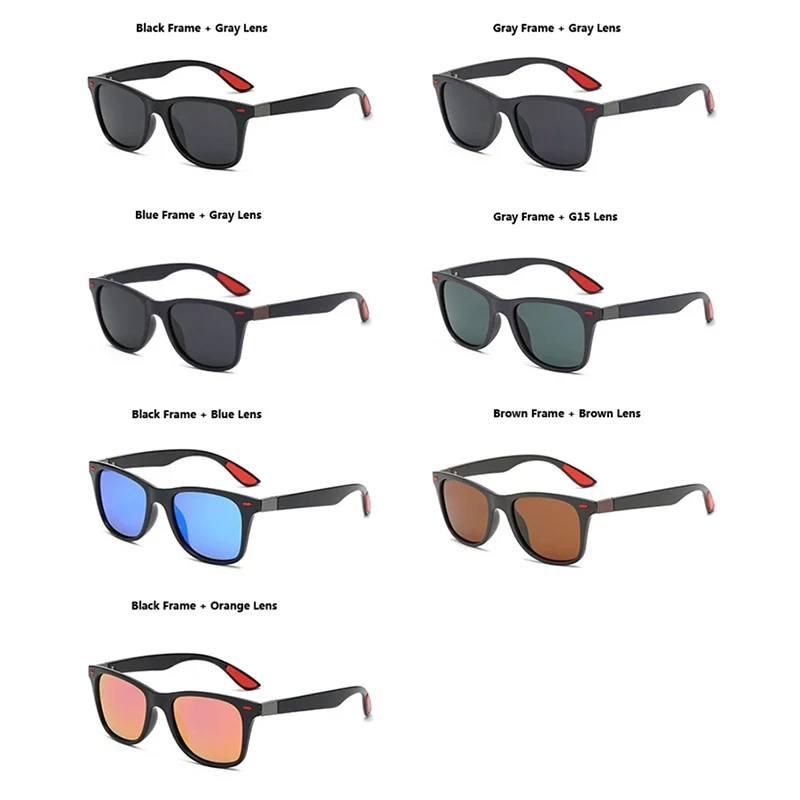 Мужские солнцезащитные очки дизайнерские поляризационные в квадратной оправе