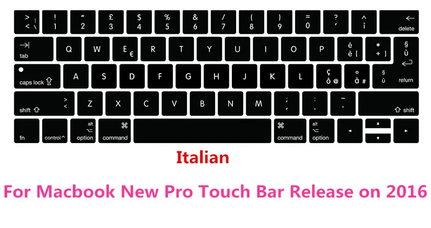 HRH силиконовый арабский Colemak Dvorak французский Иврит Клавиатура чехол для Macbook2017 Pro 1" A1706 A2159 15" A1707 сенсорная панель - Цвет: Italian