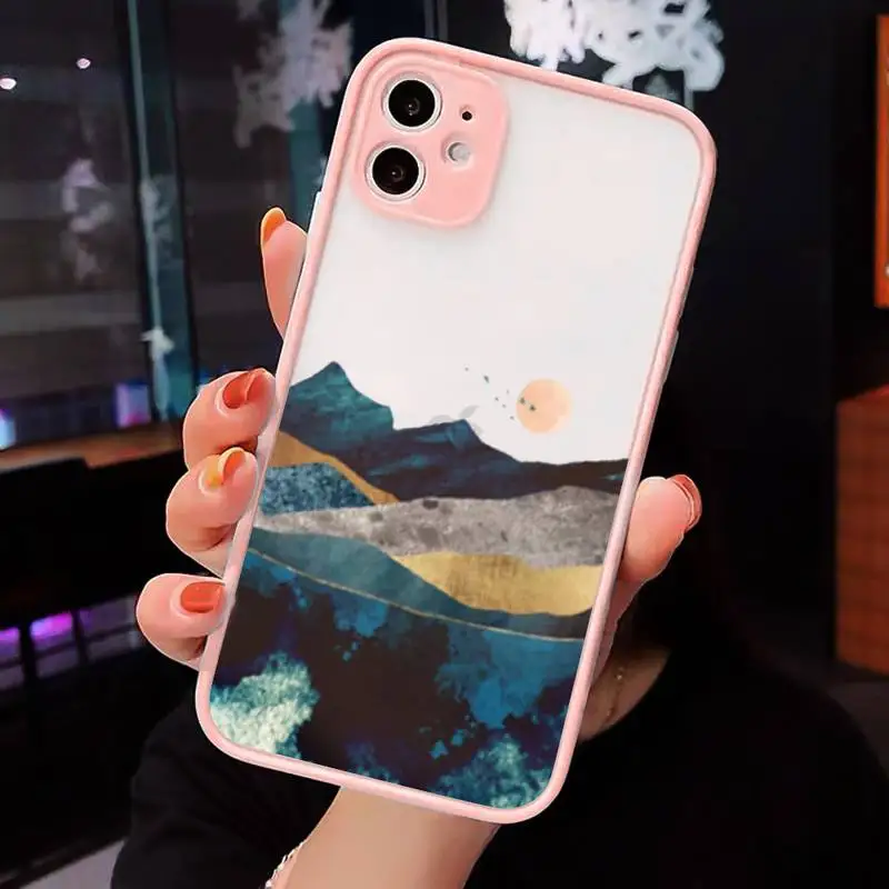 

Mountain Marble Moon pattern Phone Cases matte transparent For iphone 7 8 11 12 plus mini x xs xr pro max cover