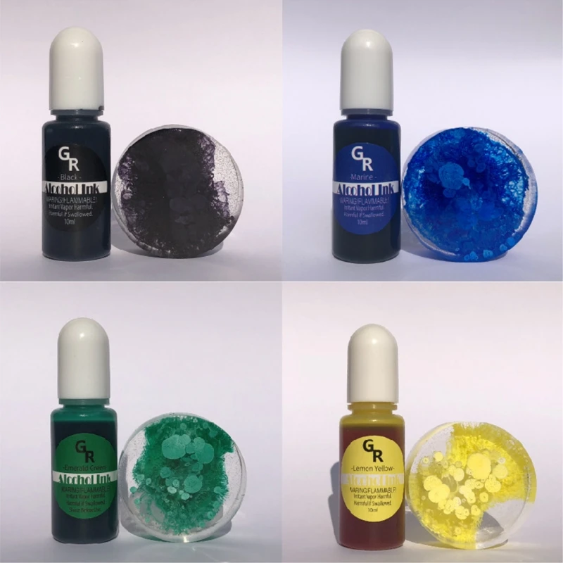 

12 Colors Epoxy Resin Diffusion Pigment Alcohol Ink Liquid Colorant Dye DIY Crafts Jewelry Making