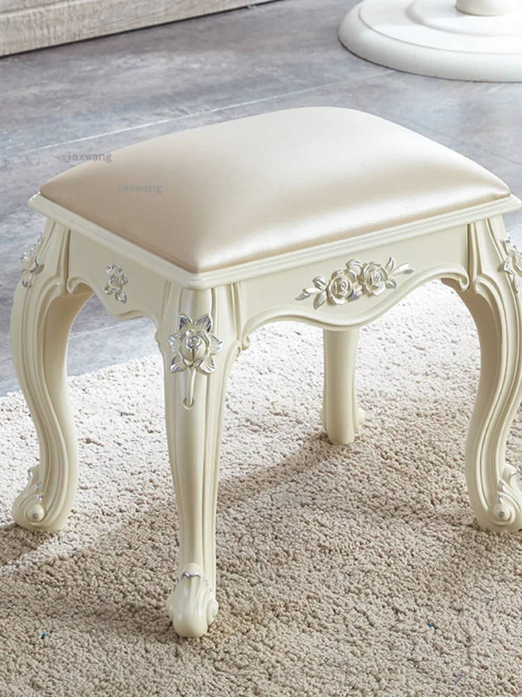 

European Style Plastic Living Room Stools for Bedroom Dressing Small Square Chair Household Furniture Nail Makeup Soft CD
