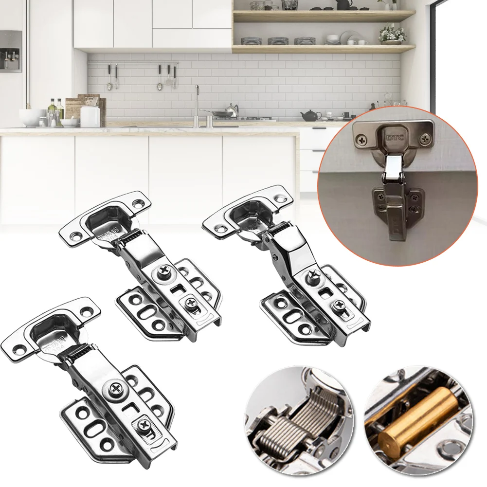

4Pcs/lot Hinge Stainless Steel Hydraulic Cabinet Door Hinges Damper Buffer Soft Close Kitchen Cupboard Furniture Hinges Dropship