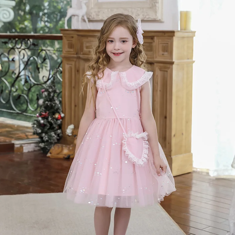 

Детское летнее платье с блестками, на Возраст 3-10 лет