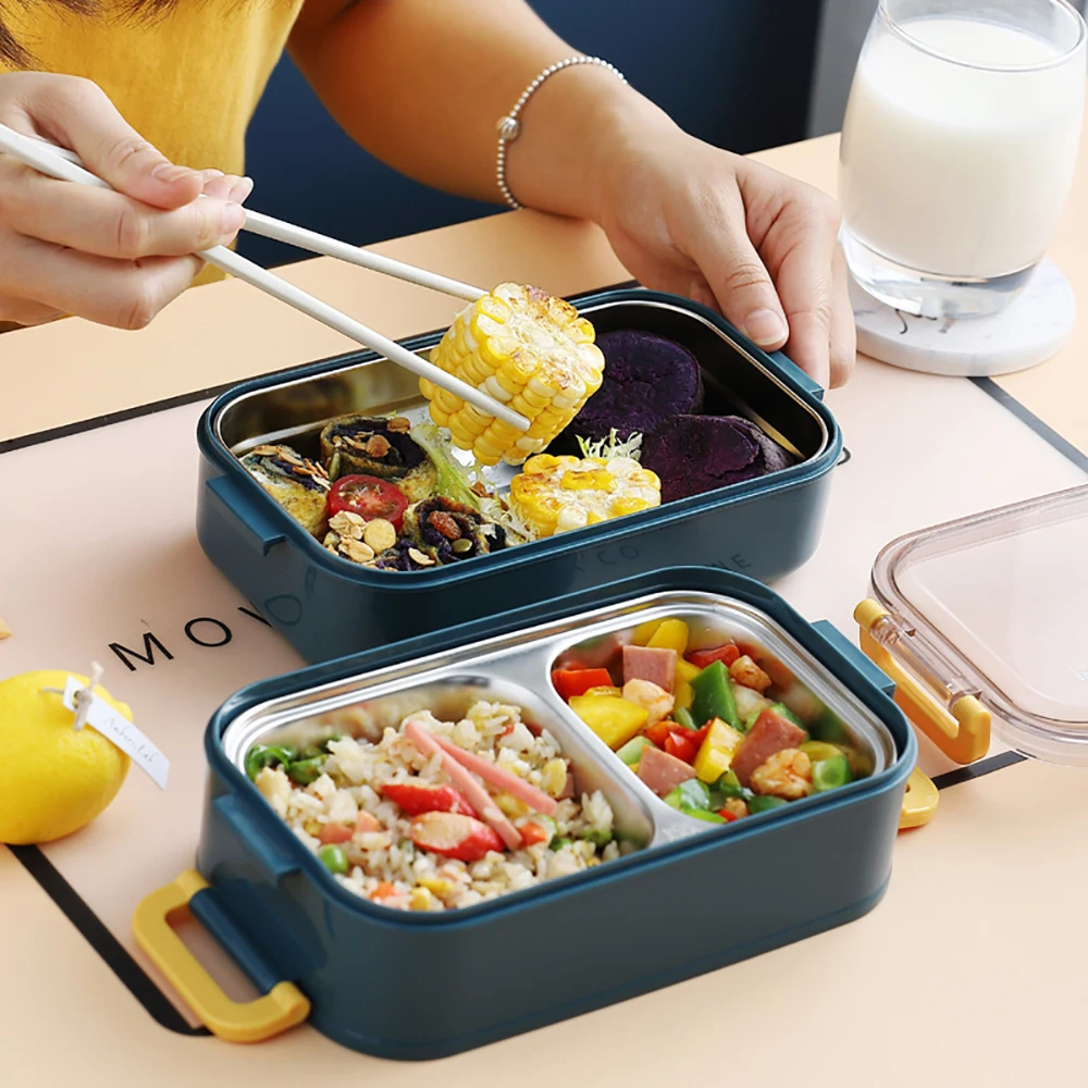 

Portable 304 Stainless Steel Lunch Box Office Worker Double Layer Bento Box Large Capacity Student Children Food Container