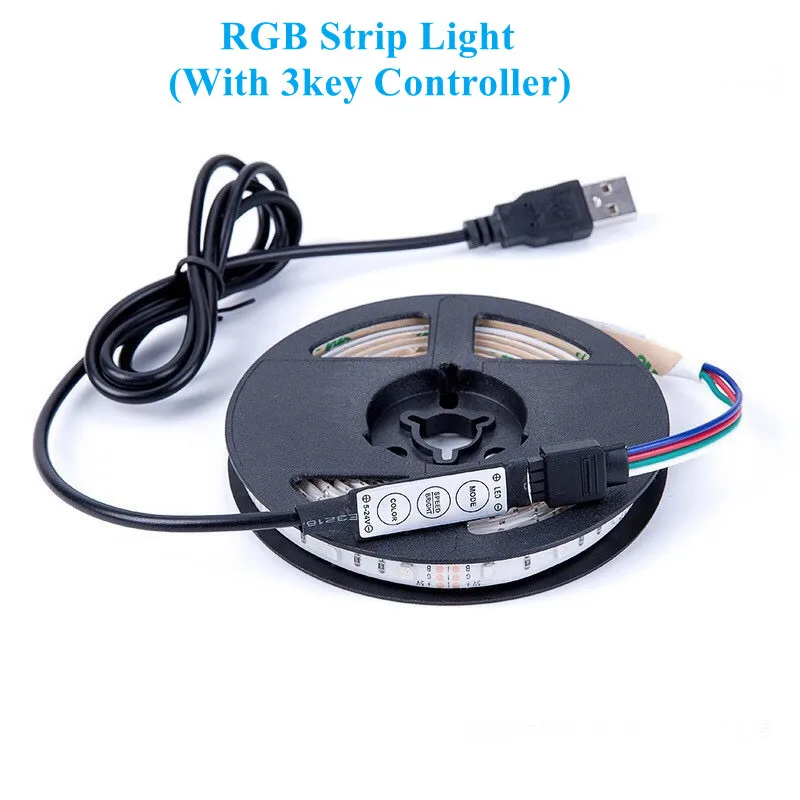 

RGB Led Strip Lights SMD2835 USB TV Backlight DC5V Flexible Ribbon Tape Holiday Decorative Luces Lamps NightWith 3key Controller