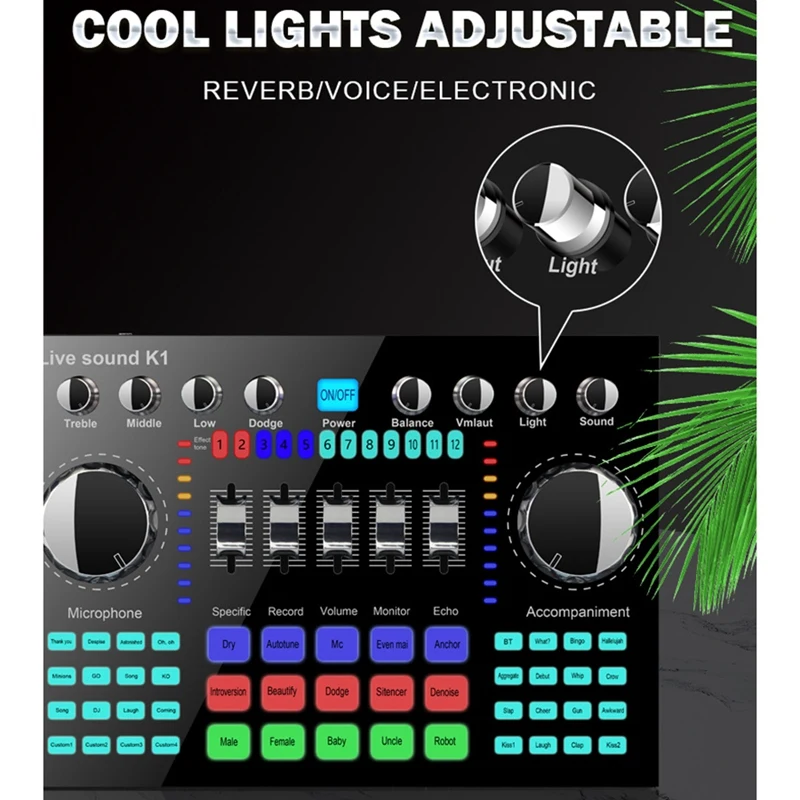 

Bluetooth Sound Card Headset Microphone Webcast Live Sound Card Interface External Sound Effects for Home Studio Stage