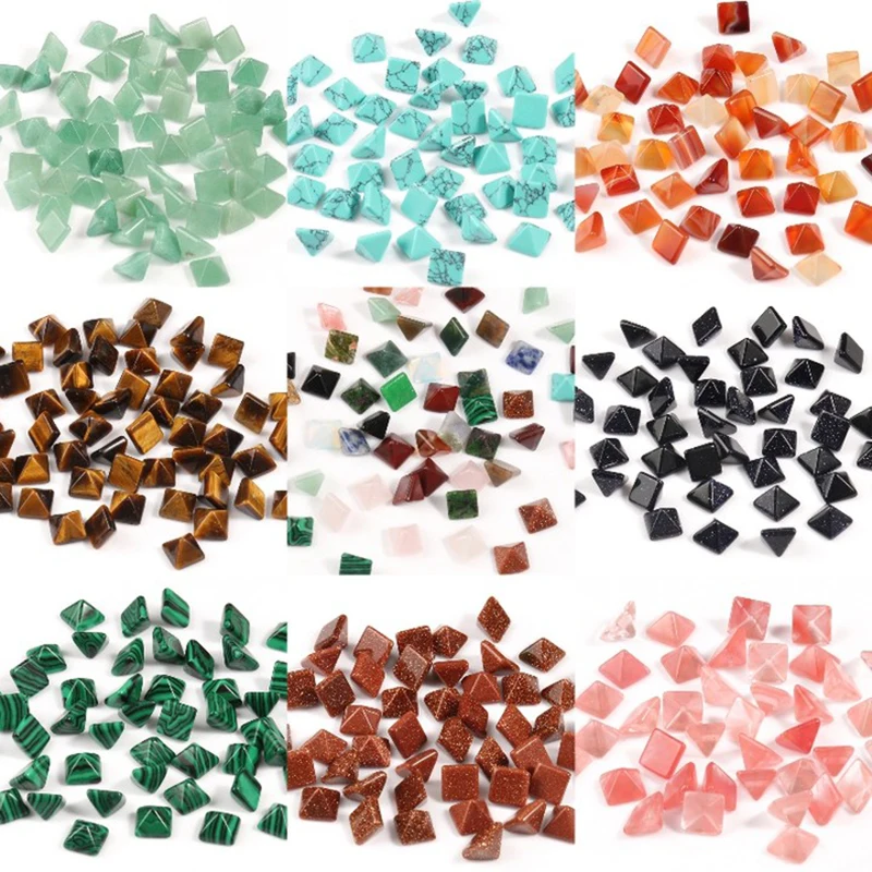 10 шт смешанные цвета треугольная пирамида Кабина Кабошон Агаты розовый