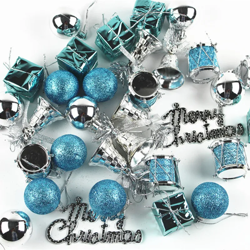20 шт. подвесная подвеска голубого и серебряного цвета на рождественскую елку