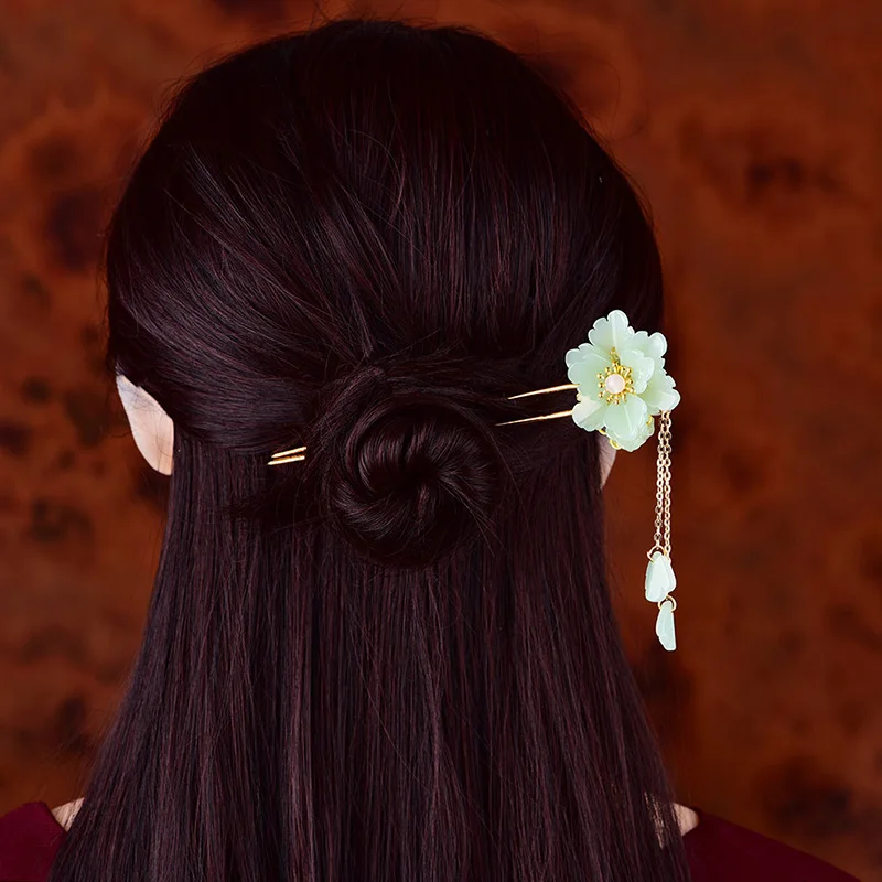 Китайский винтажный цветок Кисточки Шпилька Свадебные аксессуары для волос