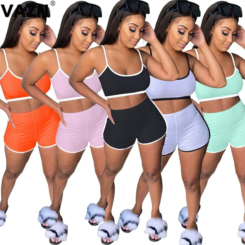 2020 повседневные облегающие однотонные бикини VAZN комплект из двух предметов