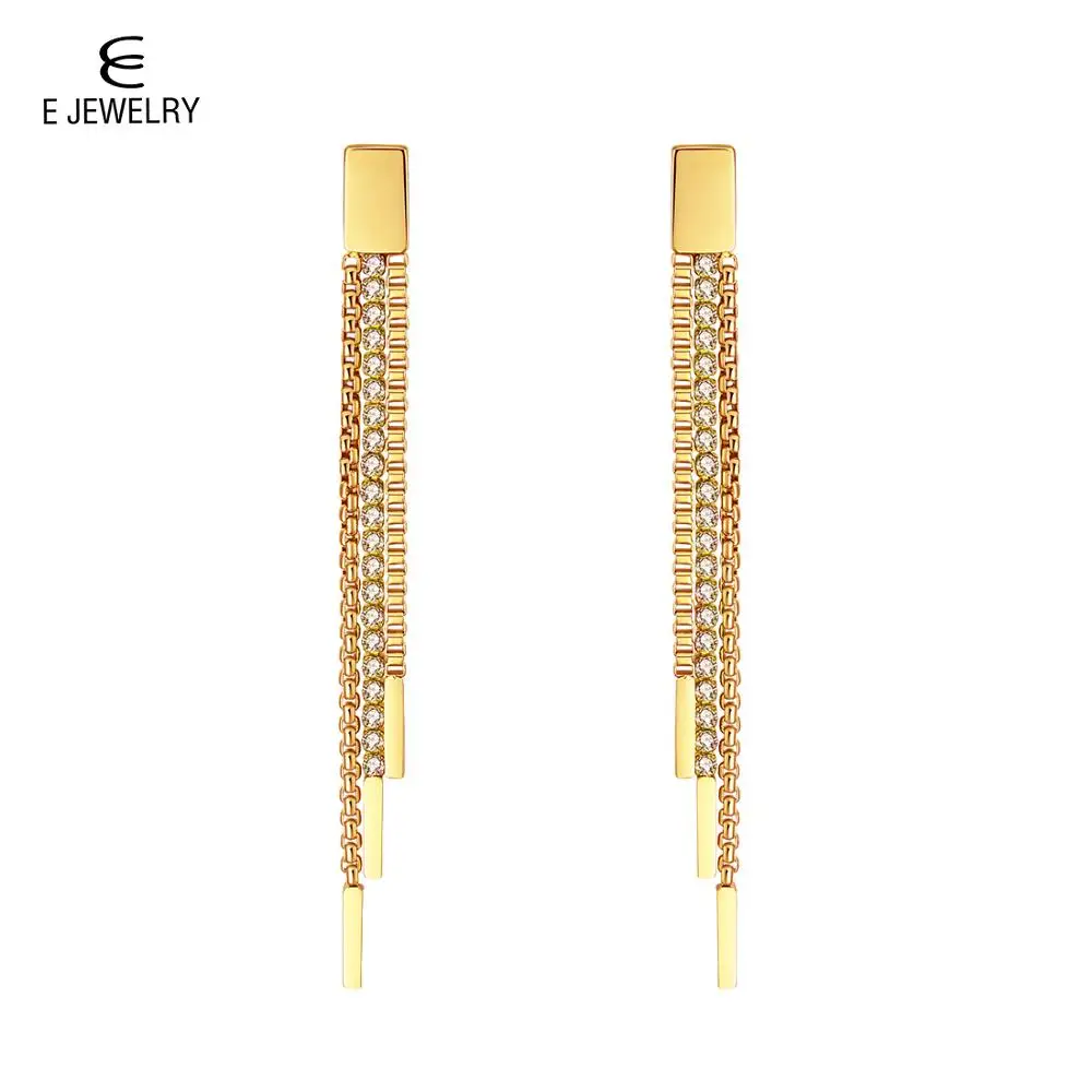 E Jewelry висячие серьги из нержавеющей стали с кисточкой Висячие кристаллами для