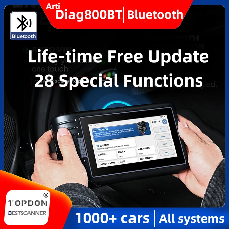 Считыватель кодов Topdon ArtiDiag800 BT OBDII 2 беспроводной сканер диагностика полной