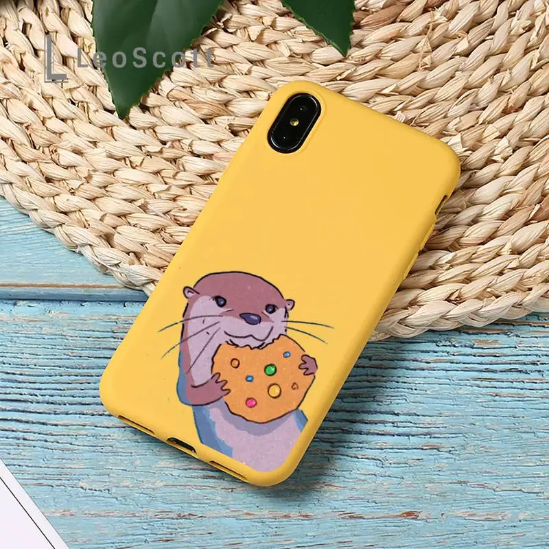 

cute cartoon otter Phone Case Yellow Candy Color for iPhone 11 12 mini pro XS MAX 8 7 6 6S Plus X SE 2020 XR