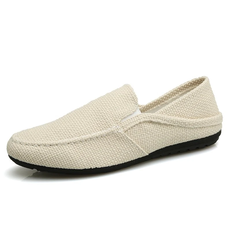 

Vintage Men's Casual Canvas Loafers Flat Hemp Bottom Espadrilles Driving Soft Shoes for Holiday Beach Sailing Bohemian Style