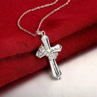 crown christian cross necklace pendant jewelry unisex religious necklace blessing ornament jewelry gift