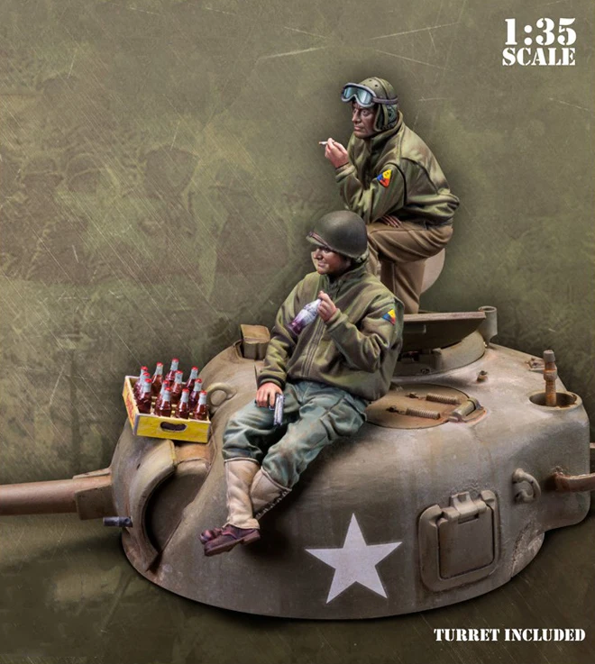 1/35 солдат США с револьверной смоляной фигуркой Строительный набор|Наборы для