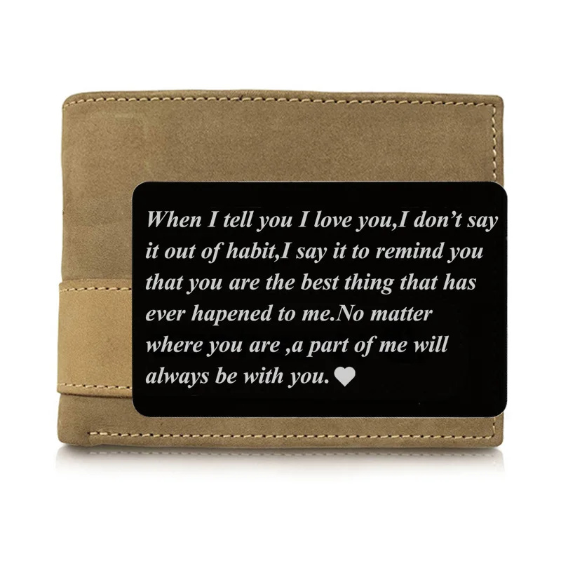 Кошелек с надписью Love Note визитная карточка гравировка подарки на день рождения