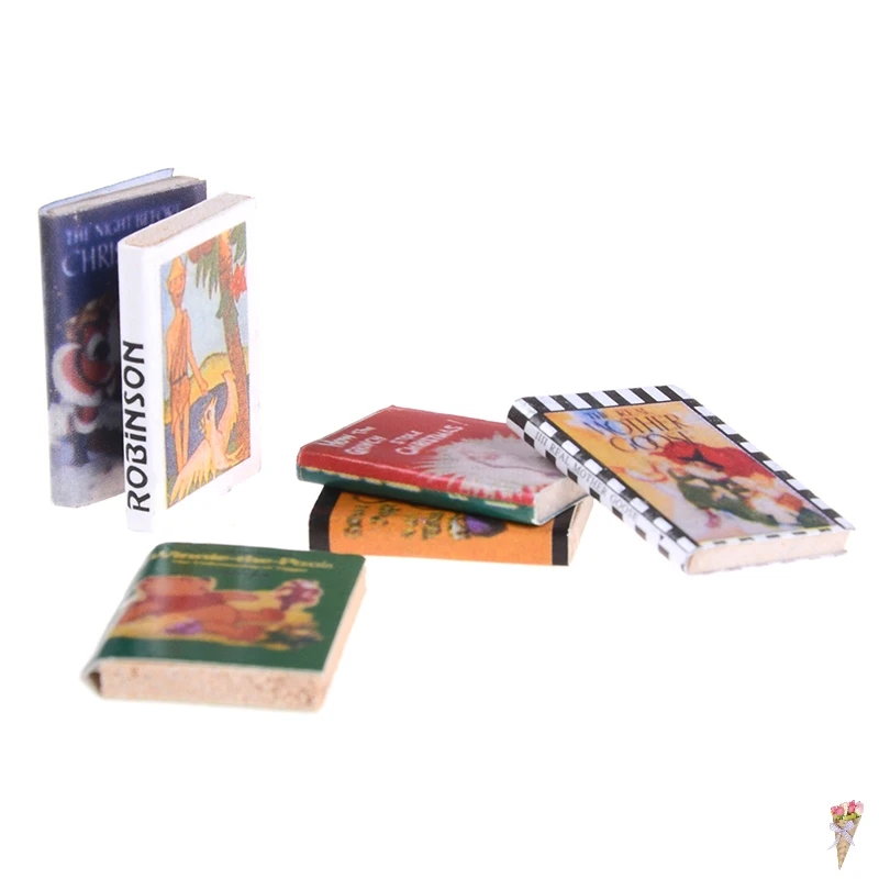 

1:12 Dollhouse Kit Accessories Study Room Dollhouse Miniature books Colorful mini Wooden Books Doll Accessories 6pcs/Lot