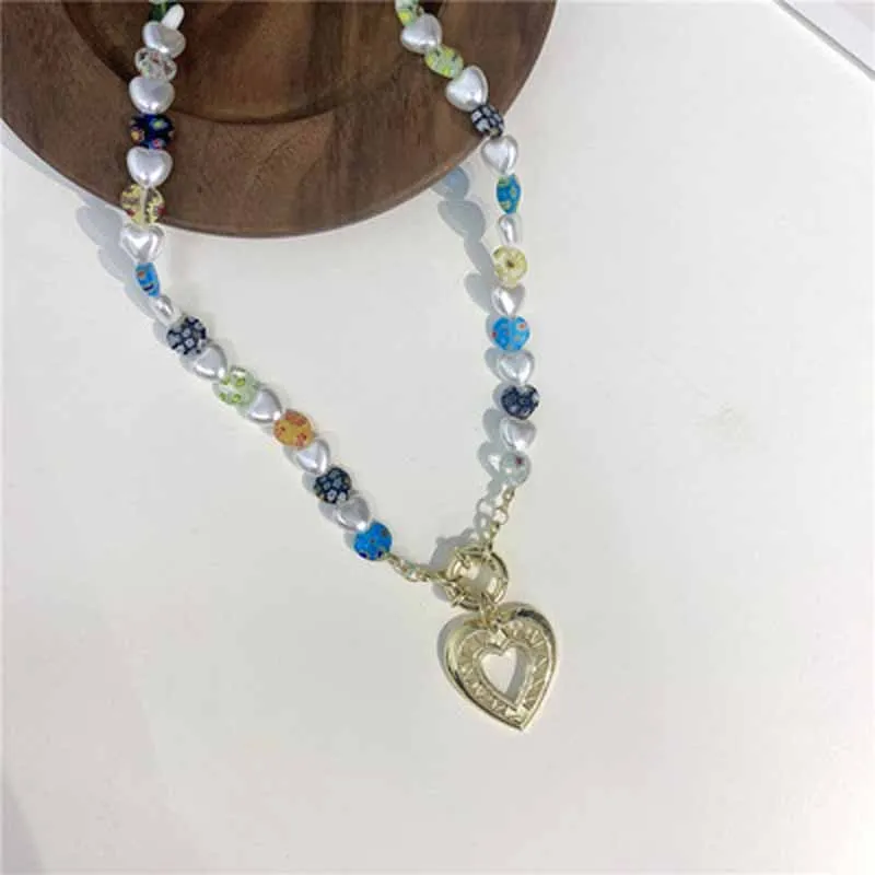 Модное геометрическое ожерелье в богемном стиле с жемчужинами и цветами любви