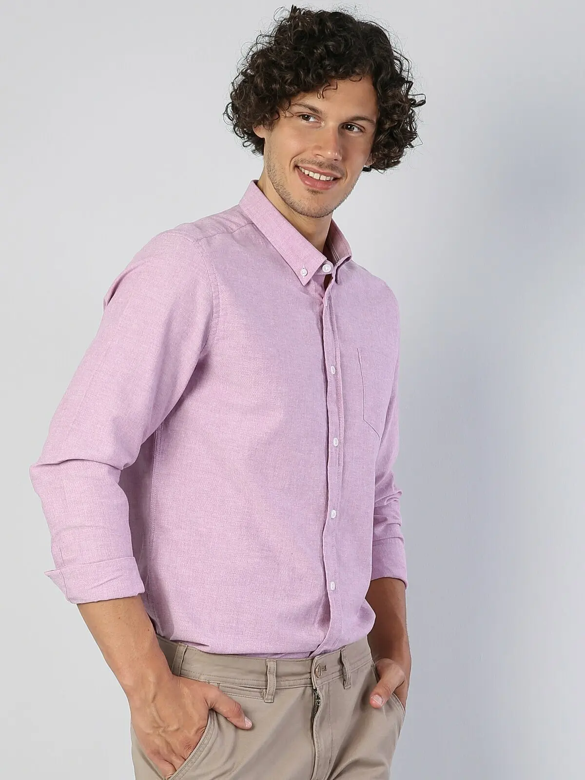 

Мужская рубашка с длинным рукавом Colins, фиолетовая Классическая рубашка CL1035946