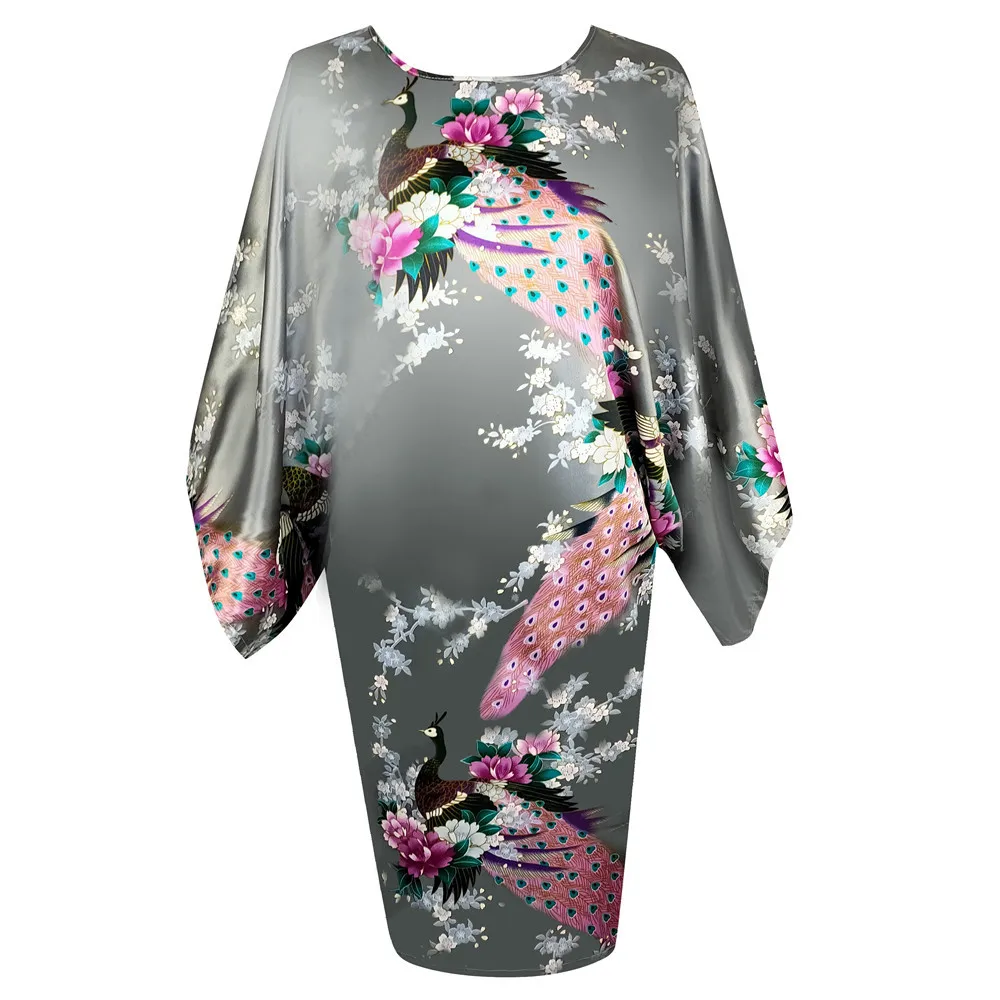 Черная ночная рубашка с цветочным принтом женская рукавом летучая мышь одежда