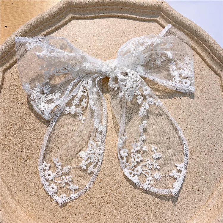 Модные кружевные заколки для волос с кисточками и бантом милая повязка на голову