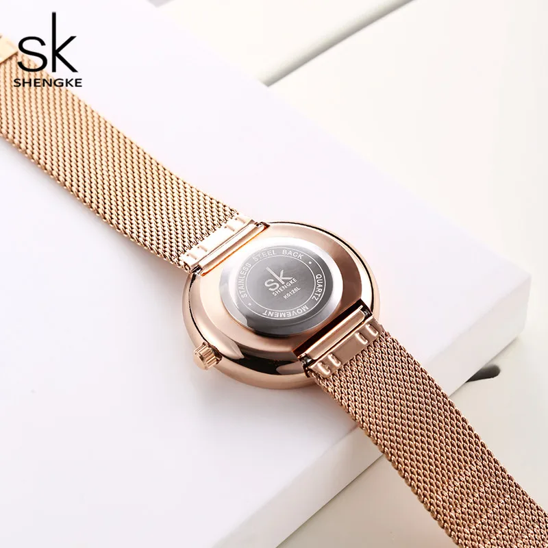 Часы Shengke женские кварцевые с креативным циферблатом роскошные стильные