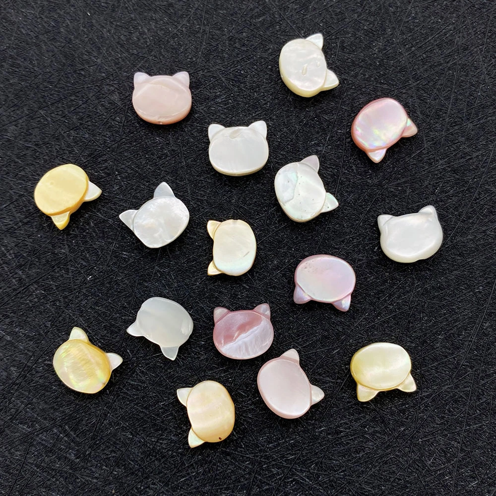 

2pcs Natural Sea Shell Beads Cat Head Shape Pink White Black for DIY Charm Bracelet Necklace Earrings Jewelry Making Accessories